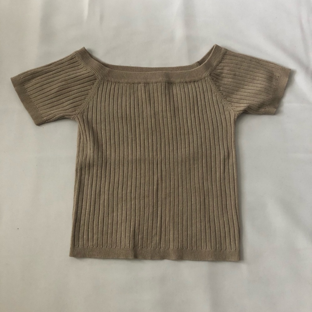 Cute Ribbed Off the Shoulder Crop Top